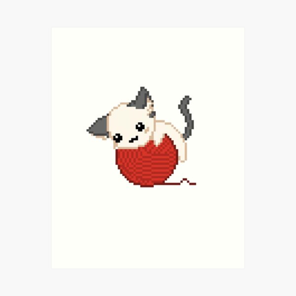 Item preview, cute cat pixel art designed and sold by BashPIXIE.