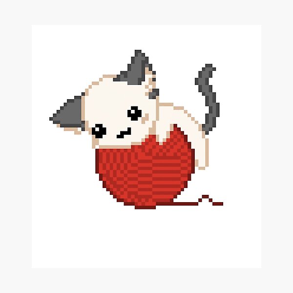 Item preview, cute cat pixel art designed and sold by BashPIXIE.