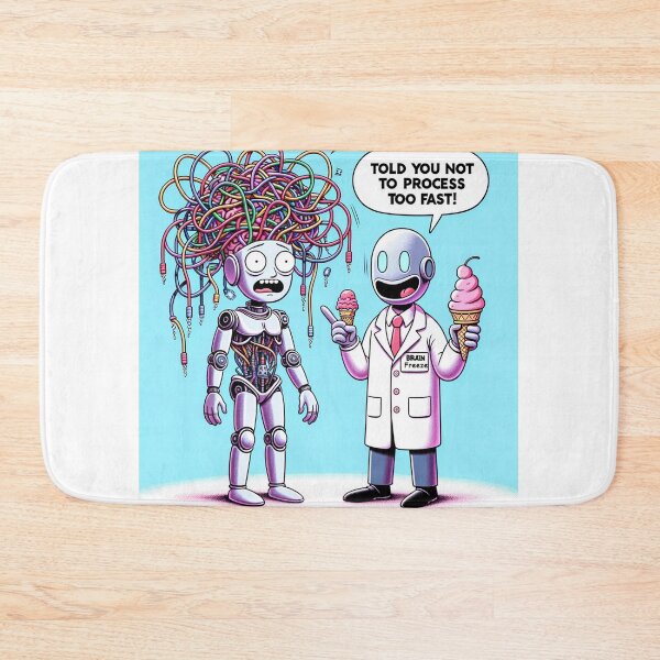 Aperçu de l'œuvre Drôle, AI Brain Freeze, "Ne traitez pas trop vite", créée et vendue par WooshiArt.