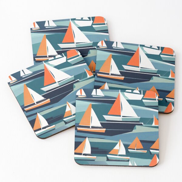 Item preview, Abstract Seascape Sailboats designed and sold by KoliBabb.
