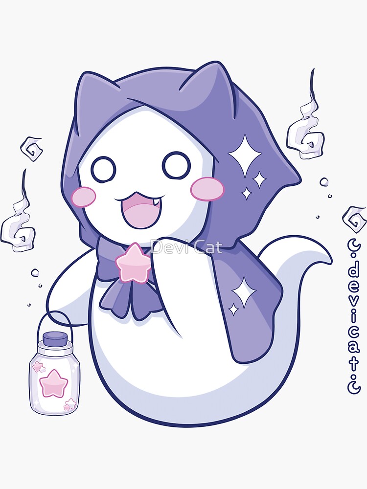 Thumbnail 3 of 3, Sticker, CandiCat Ghost Cat • 2023 designed and sold by devicatoutlet.