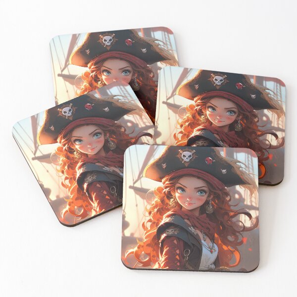 Item preview, Adorable Red Pirate Captain Anime Girl designed and sold by bubblegoth.