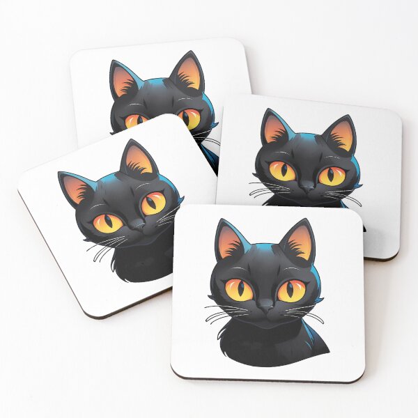 Item preview, Black Cat Illustration with Orange Eyes designed and sold by PixelFixArt.
