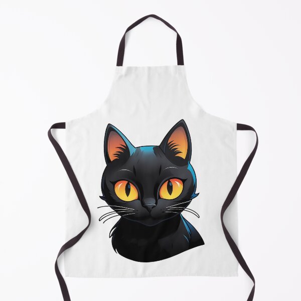 Item preview, Black Cat Illustration with Orange Eyes designed and sold by PixelFixArt.