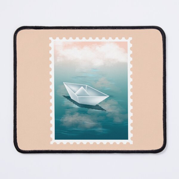 Item preview, Paper Boat Floating on a Lake Stamp designed and sold by LJArtworkDesign.