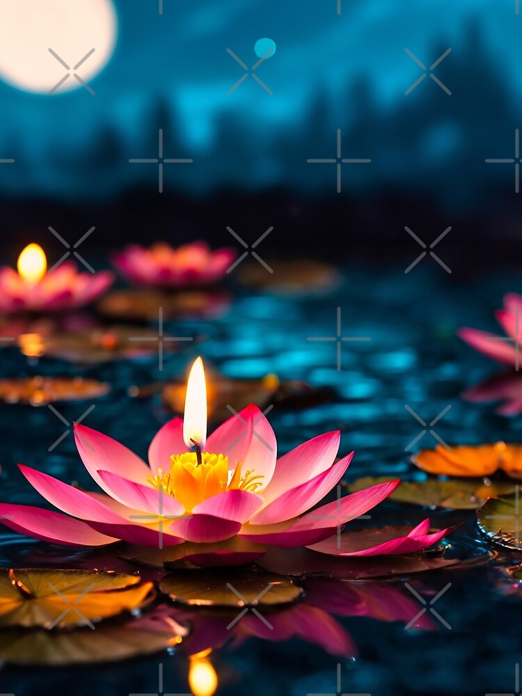 Thumbnail 3 von 3, Tuch, Lotus Flower Moonlight  designt und verkauft von RivenWaters.