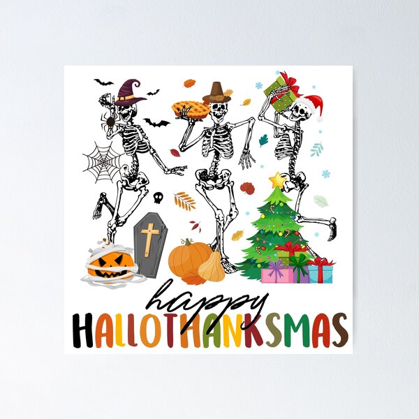 Item preview, Happy Hallothanksmas Skeleton designed and sold by Demetria Williams.