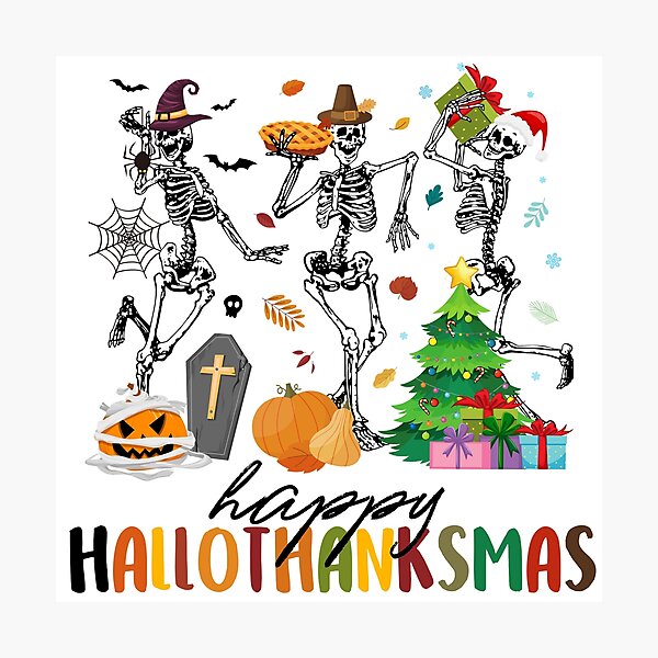 Aperçu de l'œuvre Joyeux Hallothanksmas Squelette créée et vendue par Demetria Williams.
