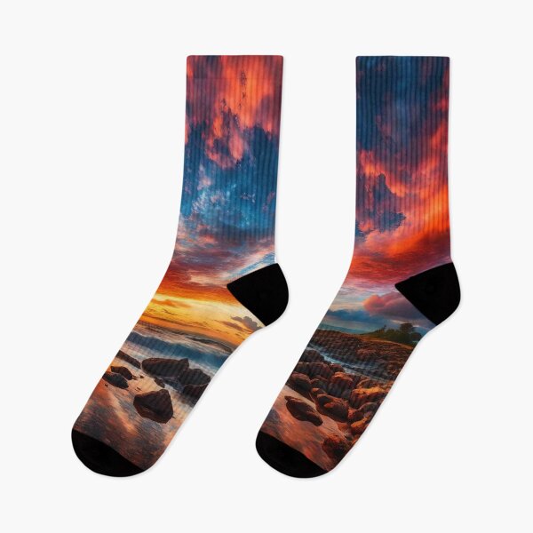 Item preview, Sunset on the calming and reflective beach designed and sold by castortuko.