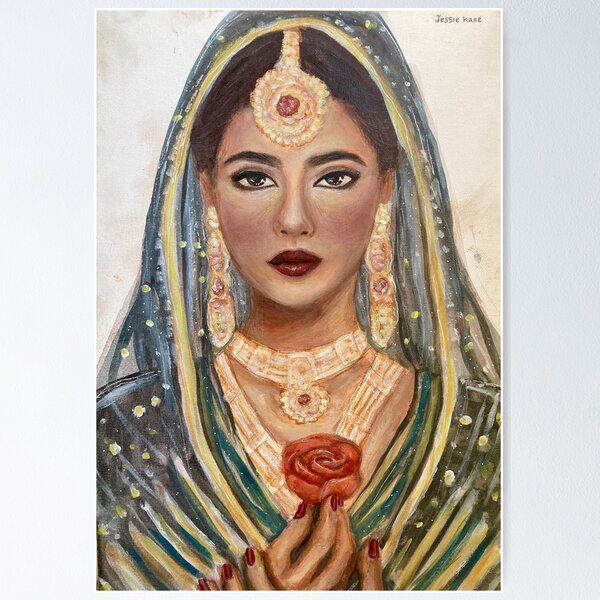 Aperçu de l'œuvre Peinture acrylique d'une jeune fille indienne créée et vendue par jessiekaneart.