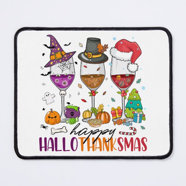 Item preview, Happy Hallothanksmas Wine Glasses designed and sold by Demetria Williams.