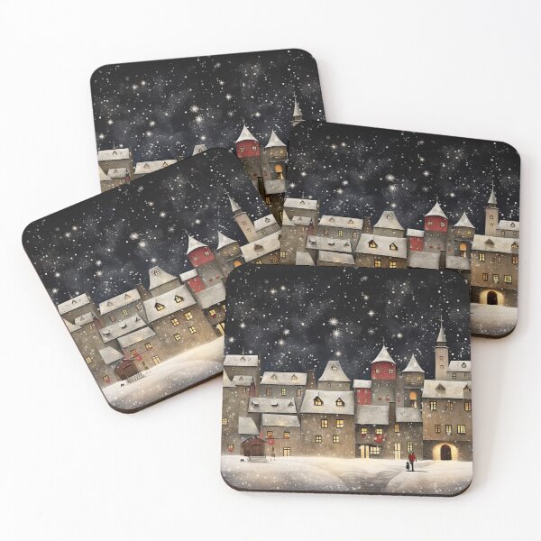 Item preview, Cheery Holiday Medieval Town at Night designed and sold by ckwags.