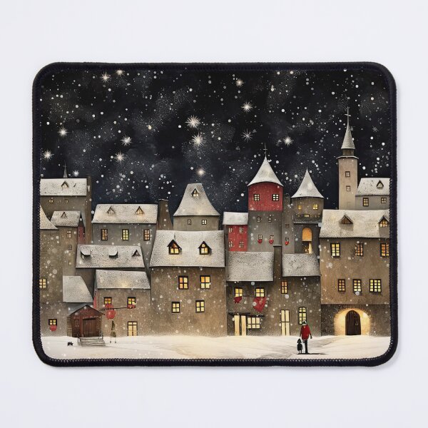 Item preview, Cheery Holiday Medieval Town at Night designed and sold by ckwags.