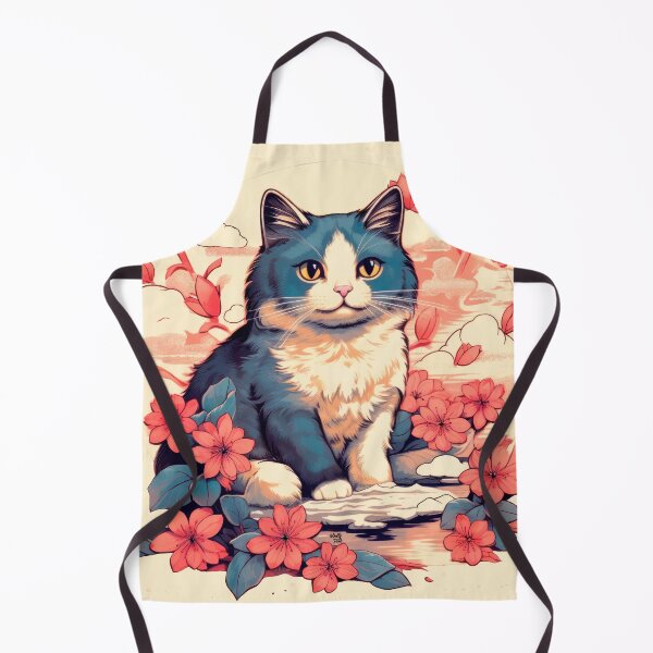 Item preview, cute cat in anime style among flowers designed and sold by WallyPink.