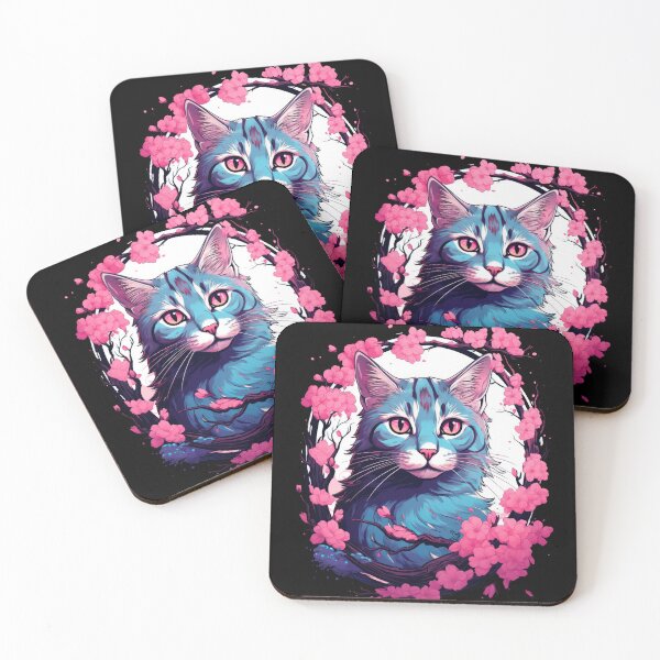 Item preview, Cat portrait in Japanese sakura blossom anime style designed and sold by WallyPink.