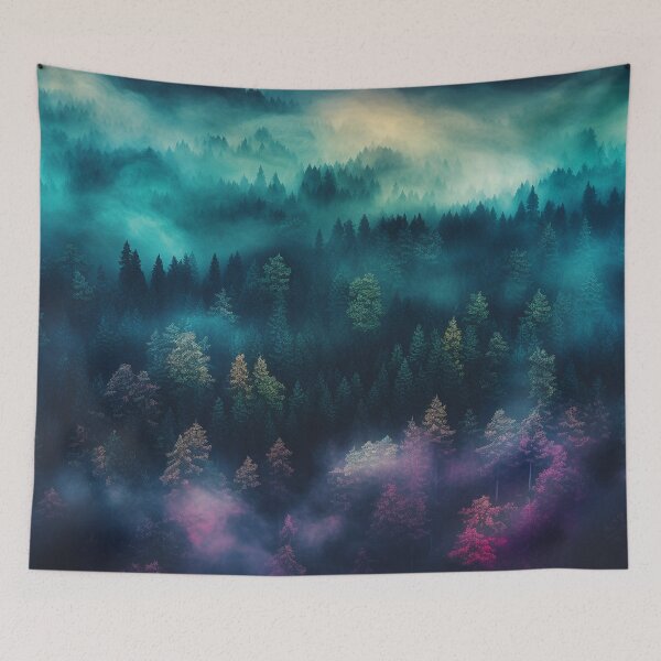 Item preview, Neon pink blue and green light pine forest designed and sold by zand-n-zive.