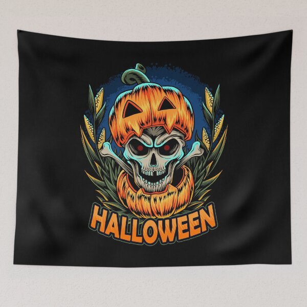 Item preview, Spooky Skull in a Halloween Pumpkin - Creepily Cool Redbubble Design designed and sold by ArtStile.