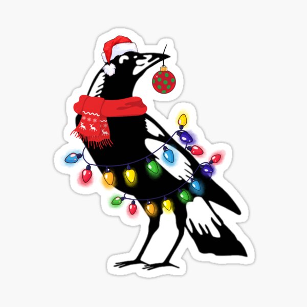 Extra Festive Magpie, Xmas magpie - Australian Christmas Sticker