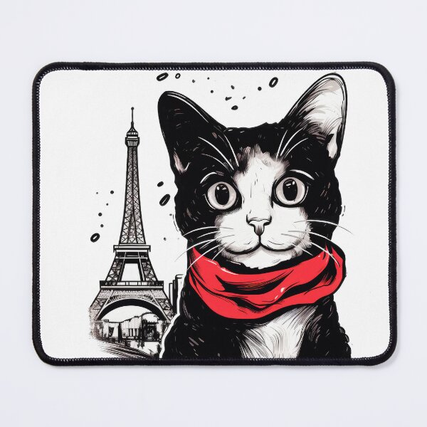 Item preview, cute Parisian street cat with Eiffel Tower designed and sold by WallyPink.