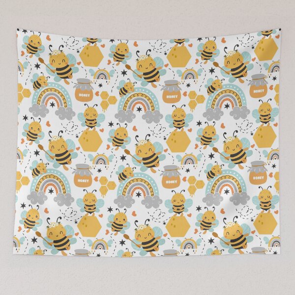 Item preview, Cute pattern with Bees and honey designed and sold by coloryourwings.