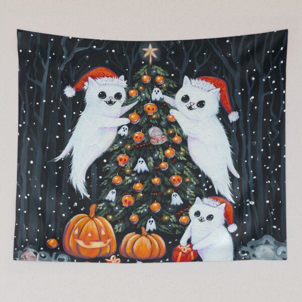 Item preview, Decorating the Halloween Christmas Tree designed and sold by KilkennyCat Art.