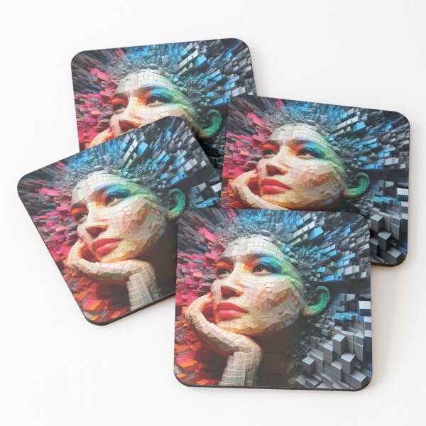 Item preview, Daydreaming. Colorful Portrait made up of 3D Shapes designed and sold by AtithasosTragos.
