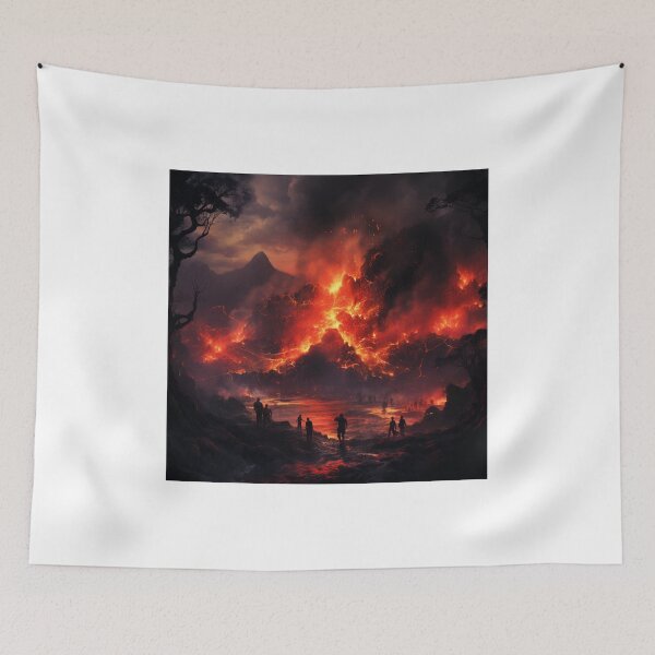 Item preview,  volcano eruption with people designed and sold by ChesssesShop.