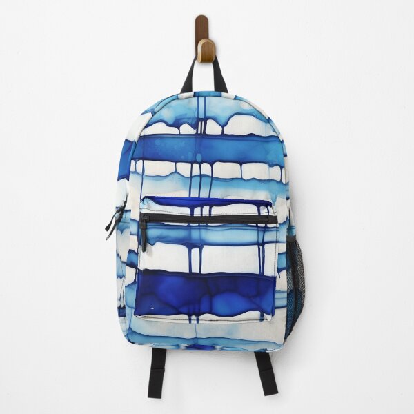 Item preview, Horizontal blue and white stripes,handpainted alcohol ink pattern designed and sold by patterncrow.