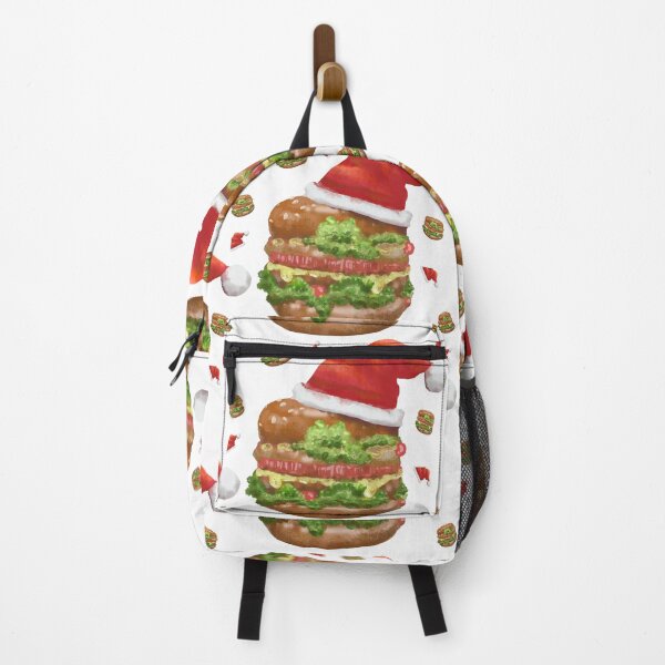 Item preview, Cheese hamburger with beef, tomato and ham ,has a red Santa hat covering it . designed and sold by Chattakan.