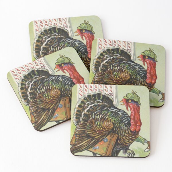 Item preview, Antique Turkey Running Away for Thanksgiving Color Vintage designed and sold by ElegantTeaTime.