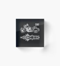 The Chief Motorcycle Blueprint Acrylic Block