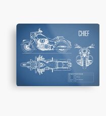 The Chief Motorcycle Blueprint Metal Print