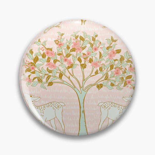 Item preview, Woodland flora and fauna, Spring time Wonderland Delight with deers, bunnies, robin birds, tulips, dandelions, snow early crocus and Bloom blossom galore in pastel pink, mint, gold, cream, red, orange designed and sold by Jean-Pham.