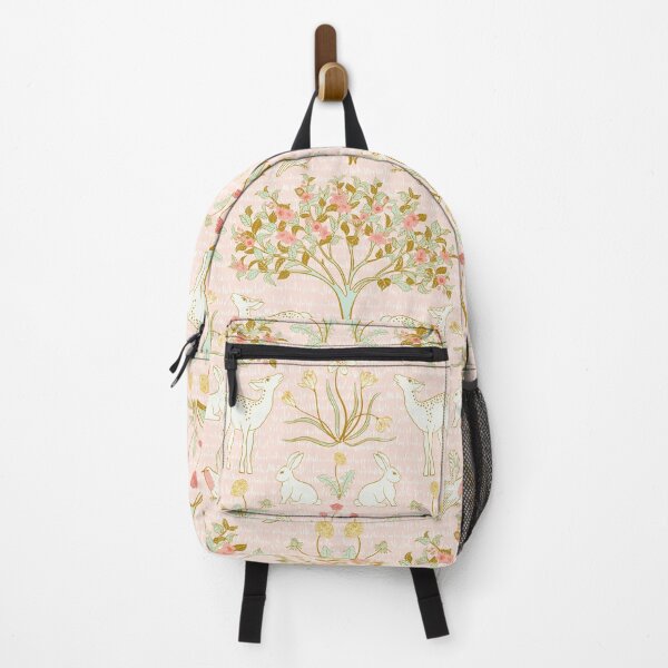 Item preview, Woodland flora and fauna, Spring time Wonderland Delight with deers, bunnies, robin birds, tulips, dandelions, snow early crocus and Bloom blossom galore in pastel pink, mint, gold, cream, red, orange designed and sold by Jean-Pham.