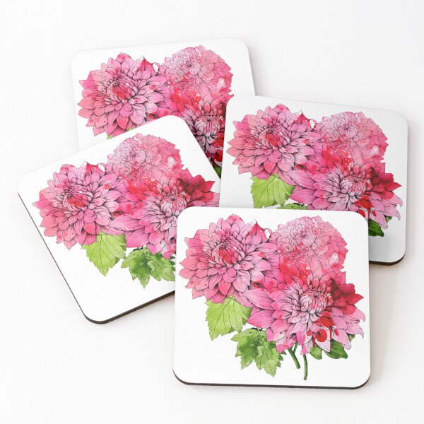 Item preview, Pink Watercolor Dahlia Flower designed and sold by BadLuckByDesign.