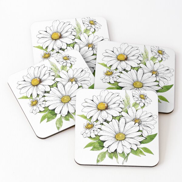 Item preview, White Watercolor Daisy Flower designed and sold by BadLuckByDesign.