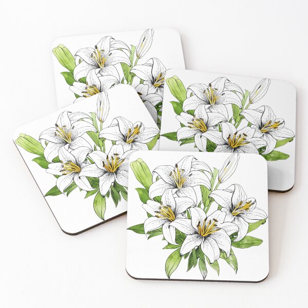 Item preview, White Watercolor Lily Flower designed and sold by BadLuckByDesign.