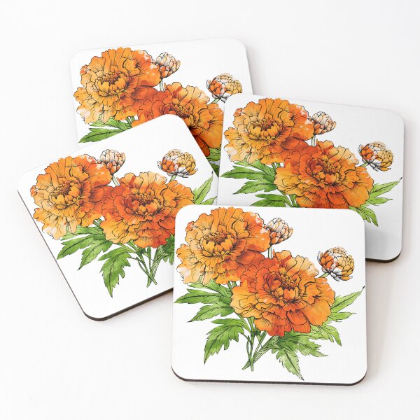 Item preview, Orange Watercolor Marigold Flower designed and sold by BadLuckByDesign.