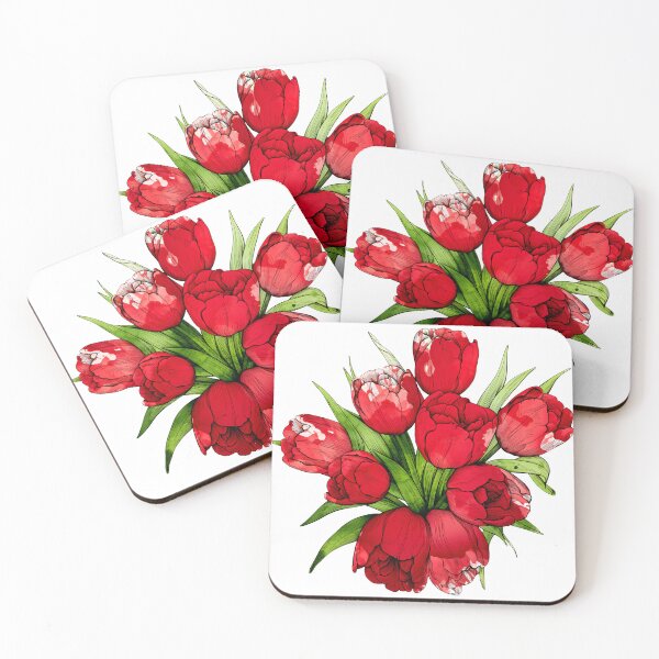 Aperçu de l'œuvre Fleur De Tulipe Aquarelle Rouge créée et vendue par BadLuckByDesign.