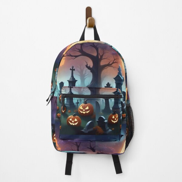 Item preview, Halloween cemetery RIP with pumpkins and bats designed and sold by JaroDesign2023.