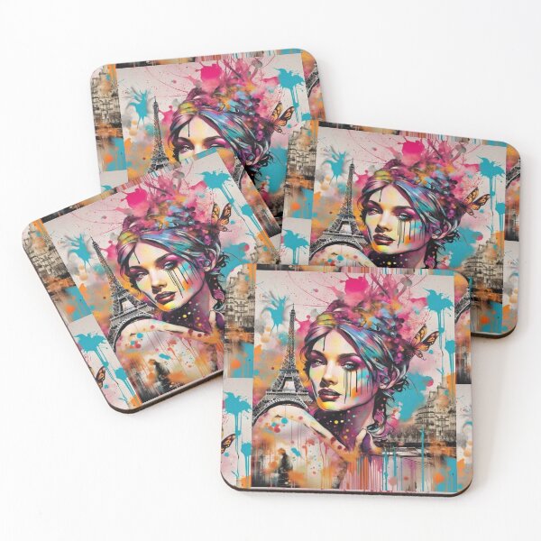 Item preview, Lady in Paris, Graffiti art, splash art, street art, spray paint, colourful art designed and sold by BeatyinChaos.