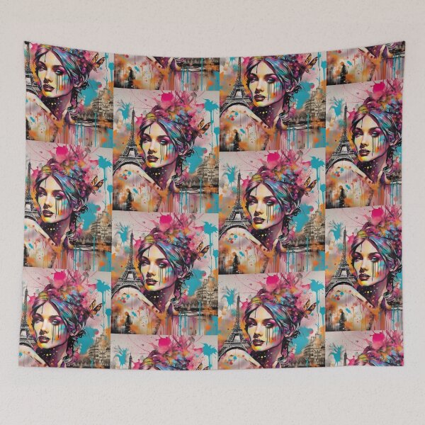 Item preview, Lady in Paris, Graffiti art, splash art, street art, spray paint, colourful art designed and sold by BeatyinChaos.