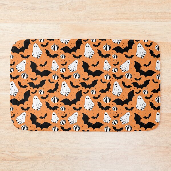 Item preview, Orange ghosts, pumpkins and batas pattern designed and sold by Ana Gorozpe.