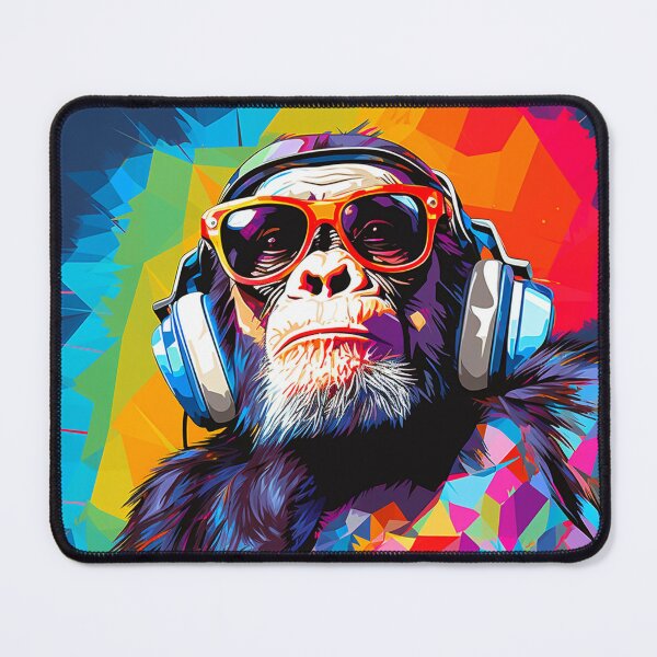 Item preview, Chimpanzee with headphones, pop art style designed and sold by silent-violin.