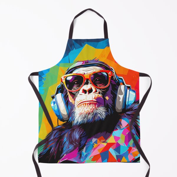 Item preview, Chimpanzee with headphones, pop art style designed and sold by silent-violin.