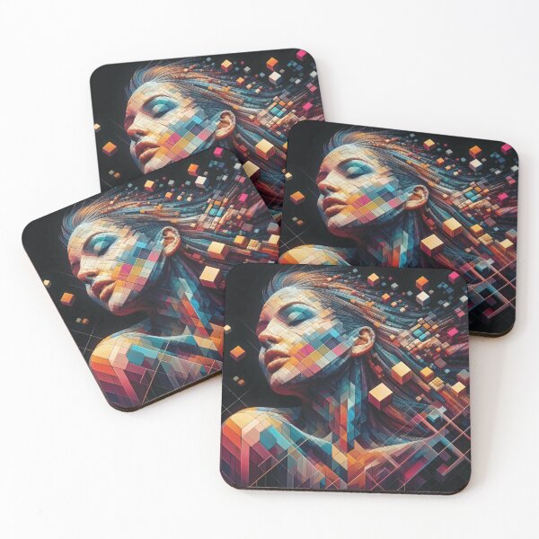 Item preview, Seduction. Colorful Portrait made up of 3D Shapes designed and sold by AtithasosTragos.