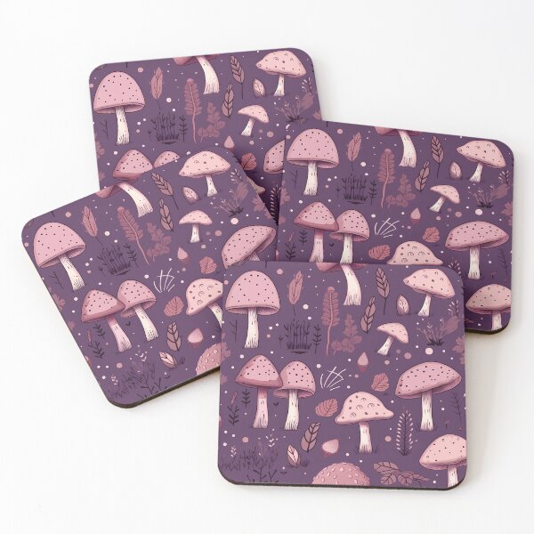 Item preview, Large Print Mauve Mushrooms and plants - Witchy Pattern - Earthy nature  designed and sold by ImageNugget.