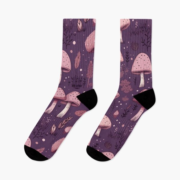 Item preview, Large Print Mauve Mushrooms and plants - Witchy Pattern - Earthy nature  designed and sold by ImageNugget.