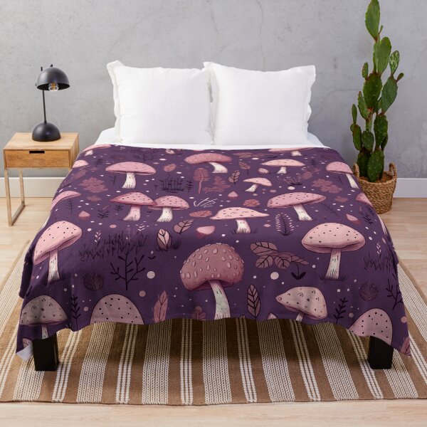 Item preview, Large Print Mauve Mushrooms and plants - Witchy Pattern - Earthy nature designed and sold by ImageNugget.