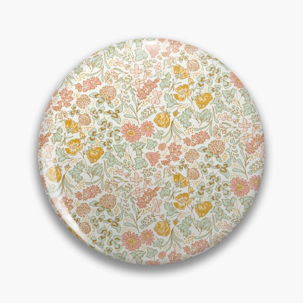 Item preview, Wildflower Meadow: Blossoms of Bluebells, Buttercups, and Clovers" Design for Dresses, Table Runners, and Throw Pillows in cream, pink, mint, gold, Liberty London style, ditsy florals designed and sold by Jean-Pham.